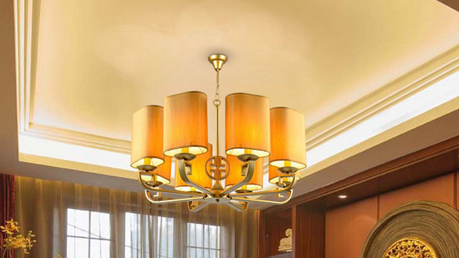 新中式吊灯 创意复古铁艺楼酒店餐厅卧室灯具8头6头10头D1006