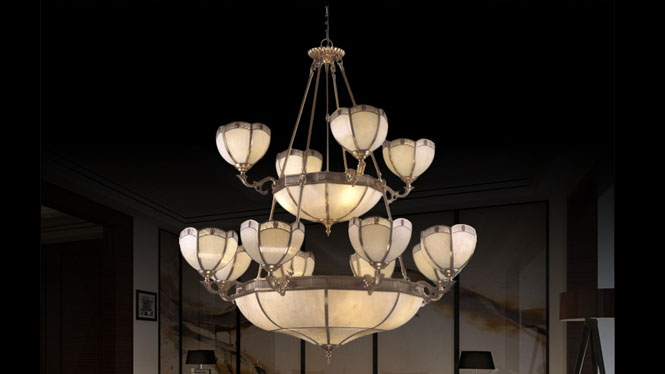 欧美新款创意吊灯复古铜吊灯个性蜡烛餐厅卧室二层吊灯灯D001