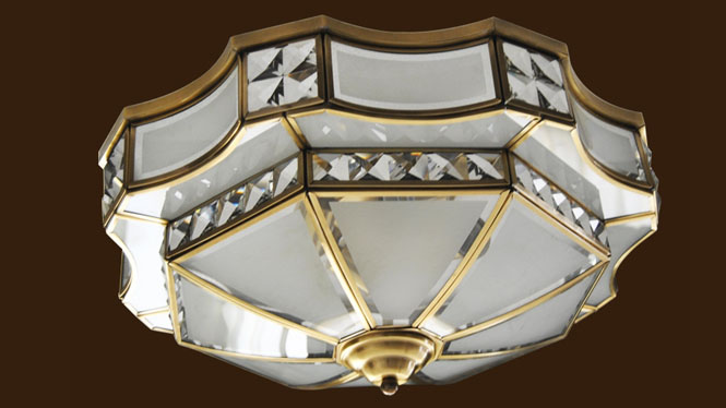 奢华欧式铜玻璃吸顶灯 欧式别墅客厅吸顶灯 欧式时尚客厅吸顶灯X01