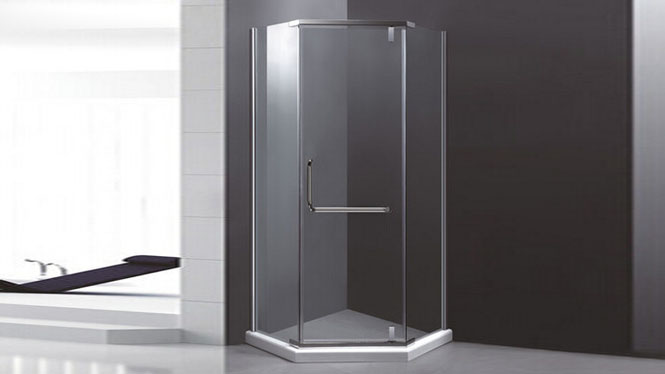 不锈钢钻石型简易淋浴房推拉门8mm钢化玻璃 隔断浴室屏风421002