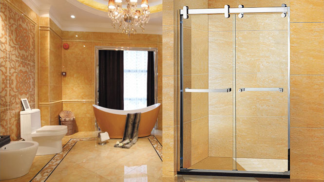 淋浴房移门高档一字型304不锈钢整体简易隔断室定制122002
